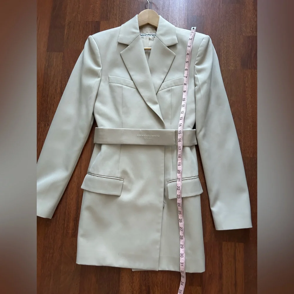 NWOT Alexander Wang Dry Wool Twill Blazer Jacket Dress w/ Logo Belt 4
